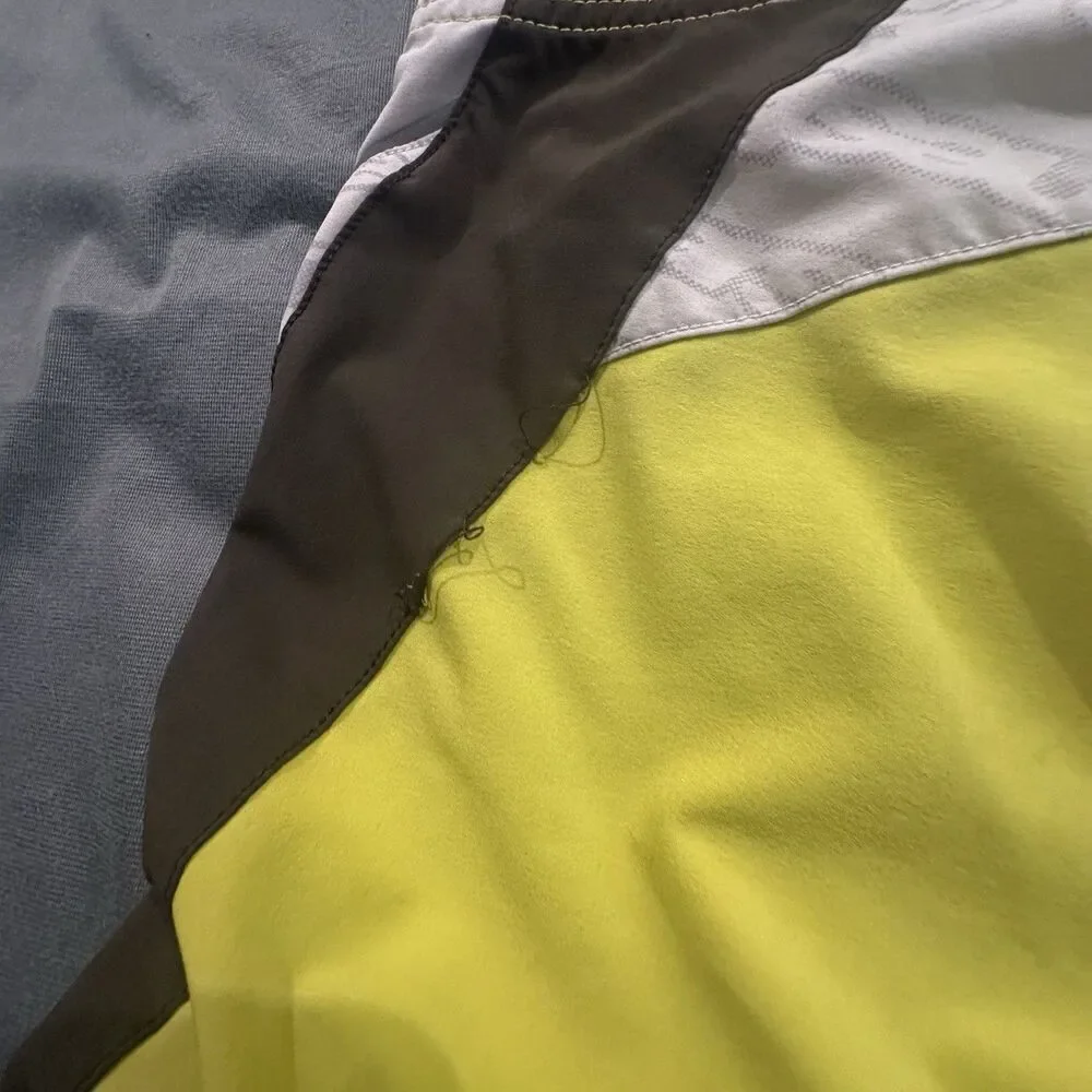 Y2K Alpinestars Board Shorts Mens 34 Colorblock Yellow Swim Trunks Striped